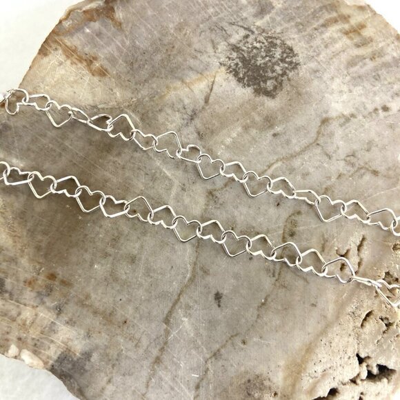 Sterling Silver 925 IBB Dainty 6MM Open Heart Link Chain Necklace 17.5" - Picture 4 of 16